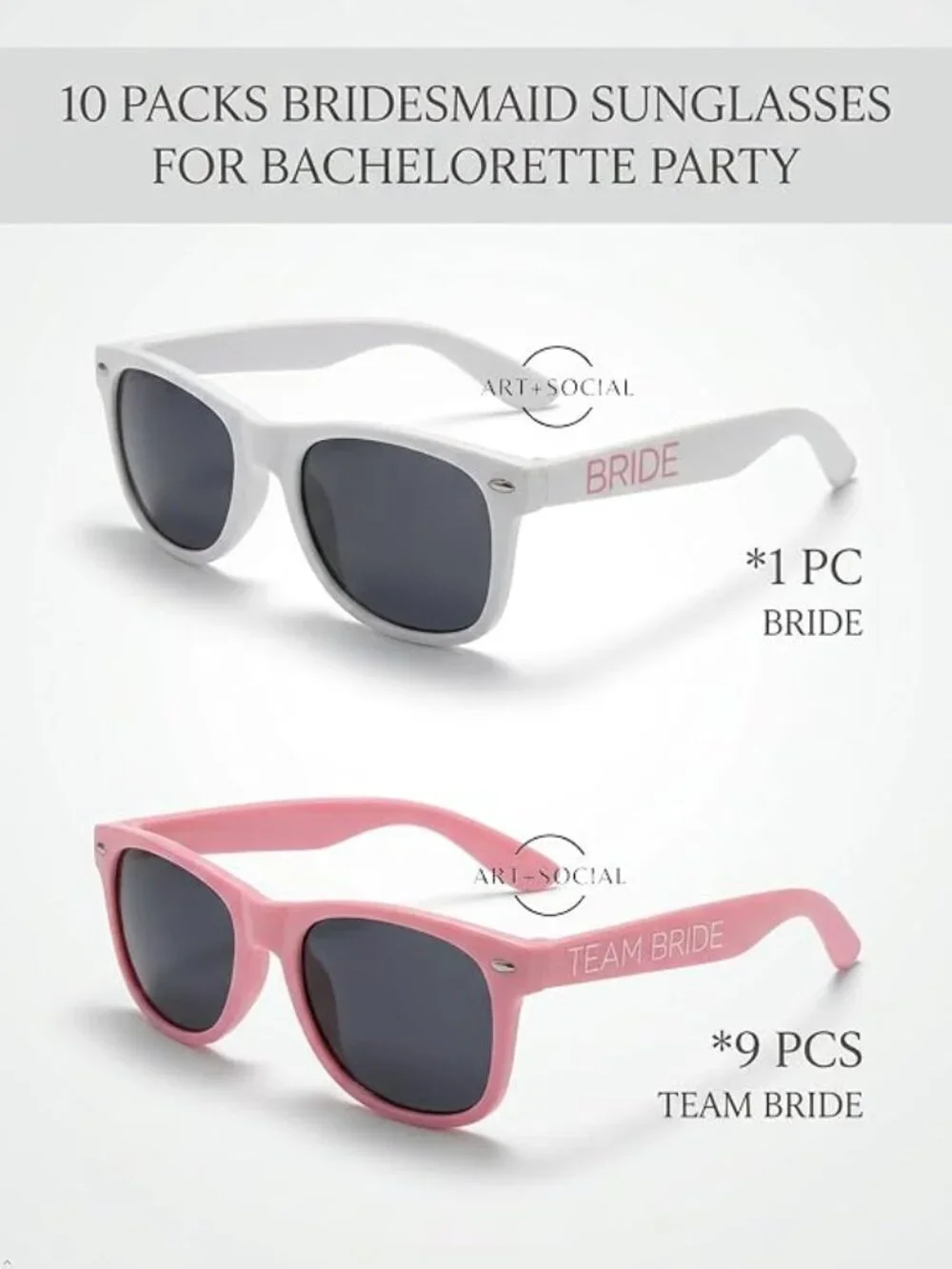 Bride & Team Bride Pink and White Sunglasses Set